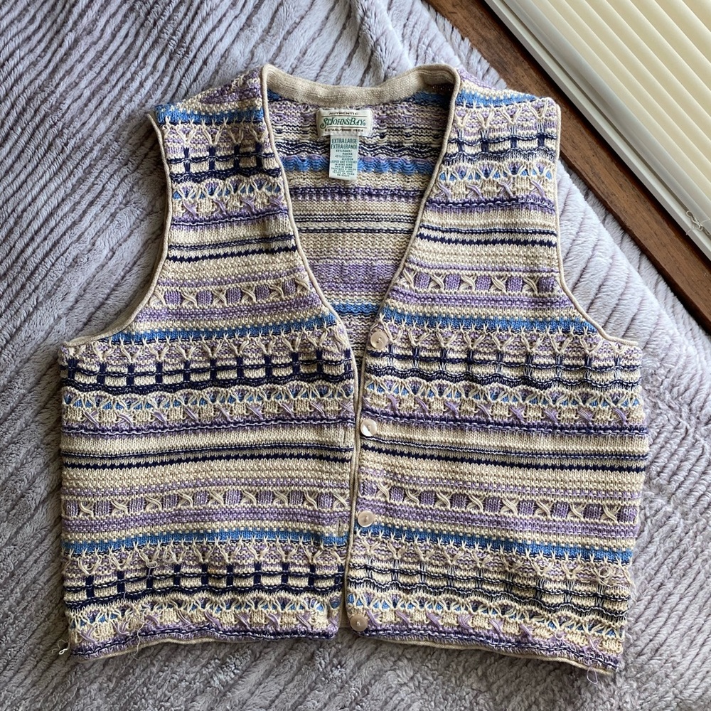 Vintage St. John’s Bay Sweater Vest Size Medium sleeveless boho hippie top knit